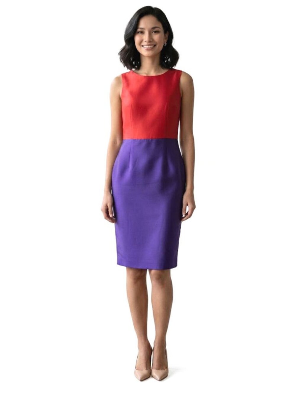 Mac Duggal Color Block Sleeveless Cocktail Dress, Red & Purple, Womens Size 12
